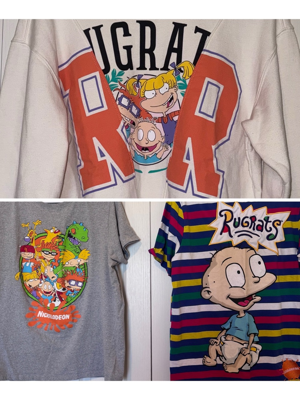 Nickelodeon Rugrats 2 Graphic Short Sleeve Tees & Rugrats Sweater Bundle Lot